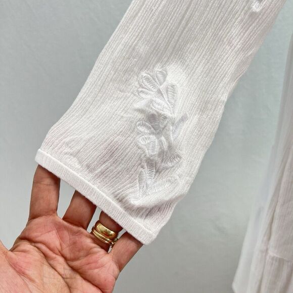 J. Marie Babydoll Dress XS White Fully Embroidered Tiered Lined NEW - Picture 4 of 13